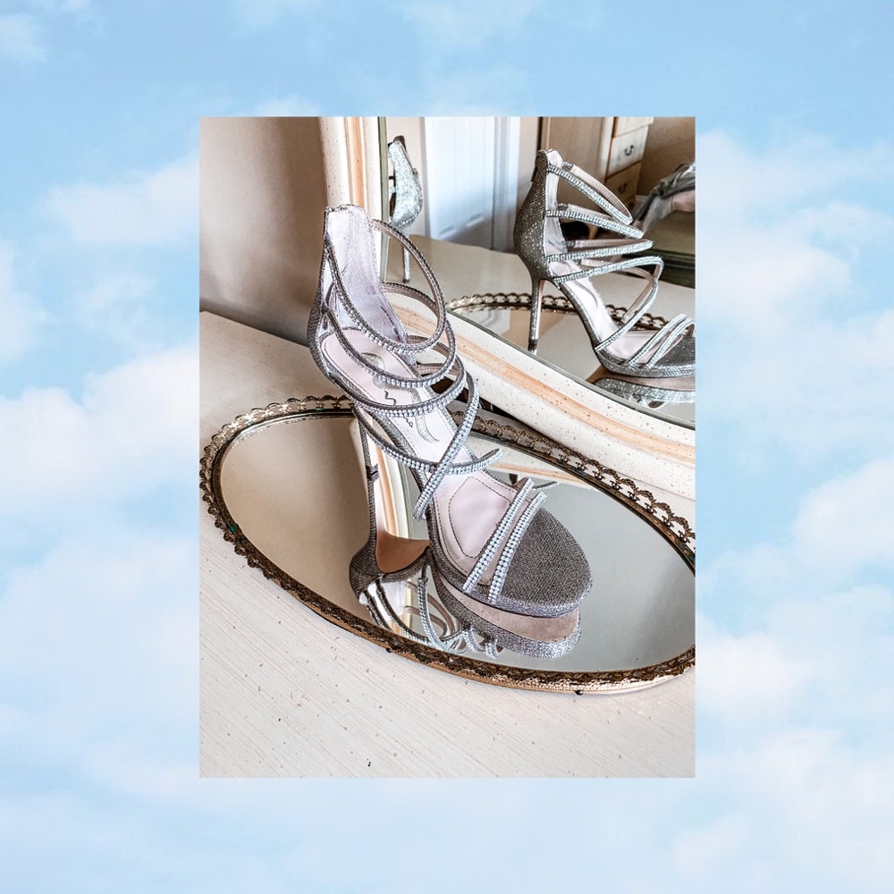 Silver Stilettos with Rhinestones